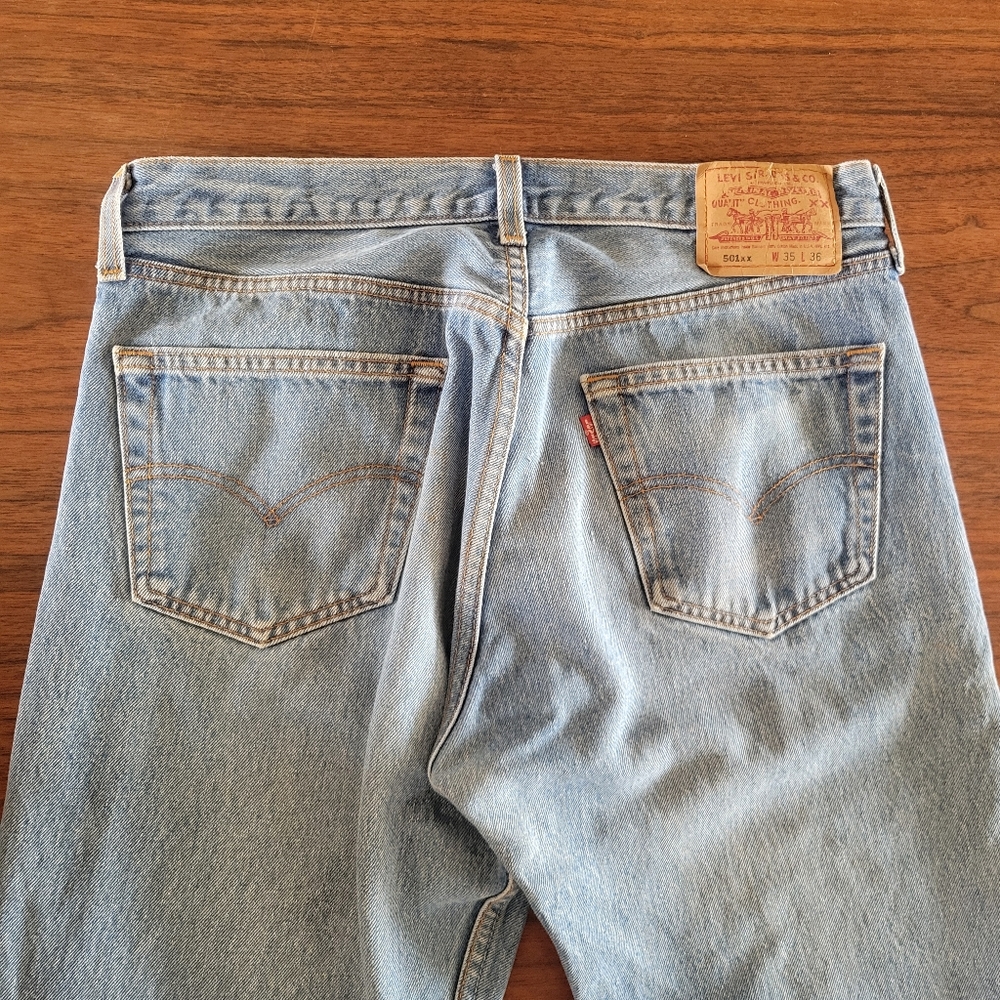 Vintage Levis 501xx Jeans Mens 34x32 Blue Denim Straight Leg Button Fly USA 90s